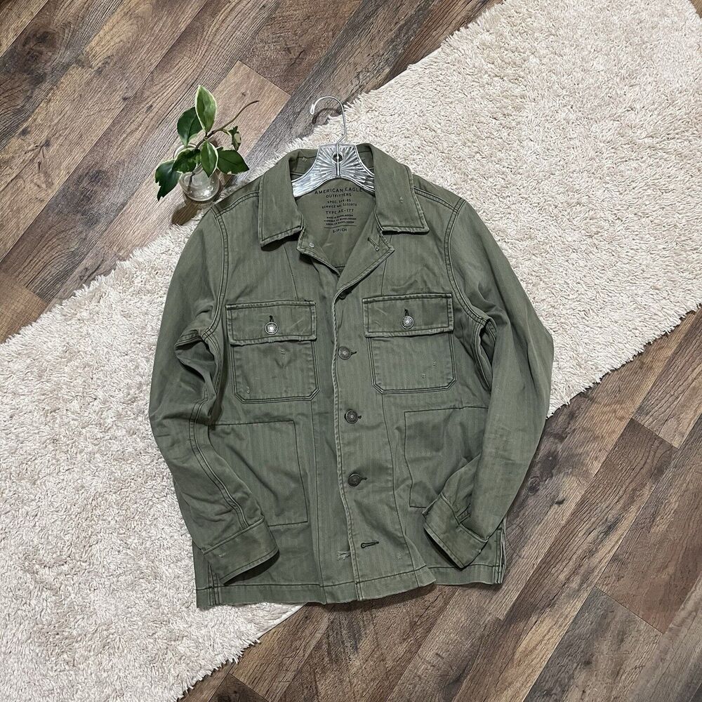American Eagle Women's Size Small Green Cargo Military Jacket